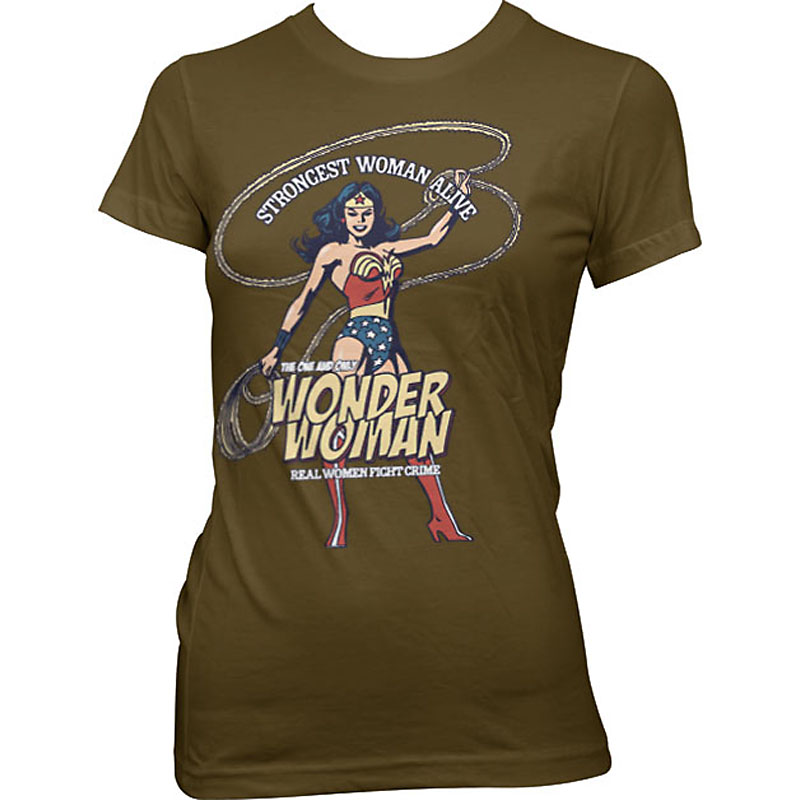 Dámské tričko Wonder Woman Strongest Woman Alive hnědé