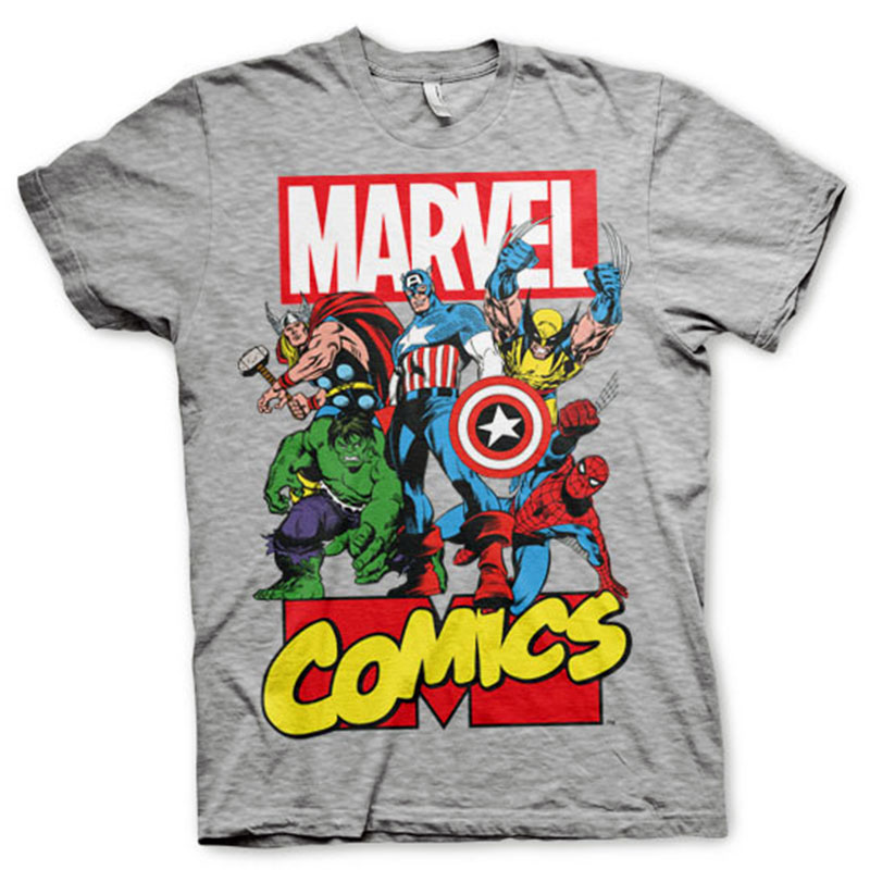 Marvel šedé pánské tričko Comics Heroes