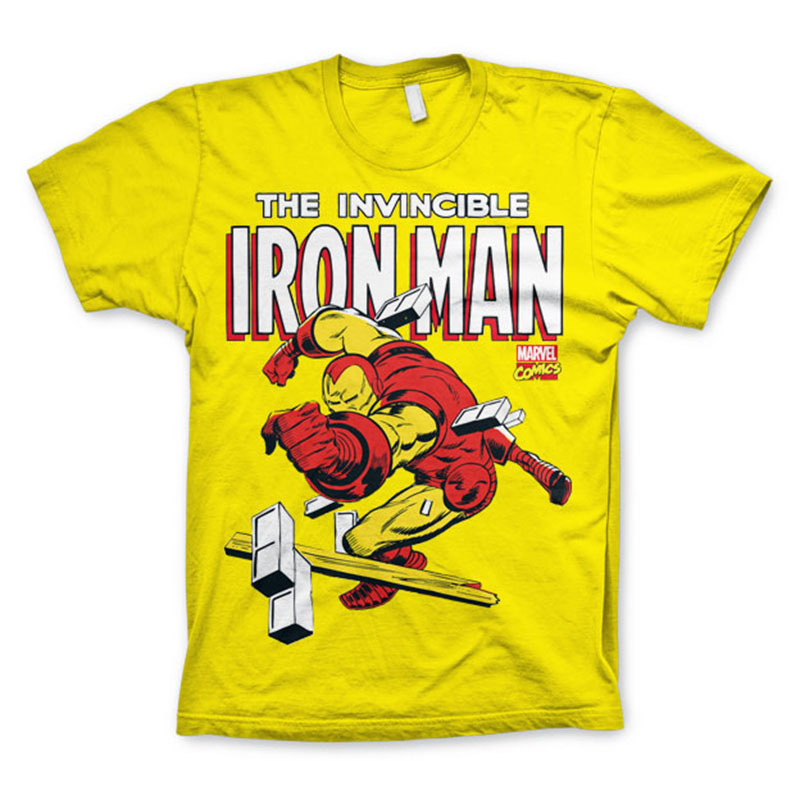 Marvel žluté pánské tričko The Invincible Iron Man