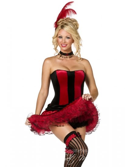 Kankán tanečnice sexy kostým černo-červený