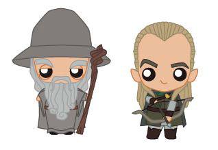 Lord of the Rings Pokis Rubber Minifigures Gandalf & Legolas 6 c