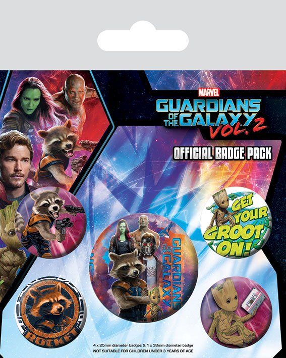Guardians of the Galaxy Vol. 2 sada odznaků 5-Pack Rocket a Groo