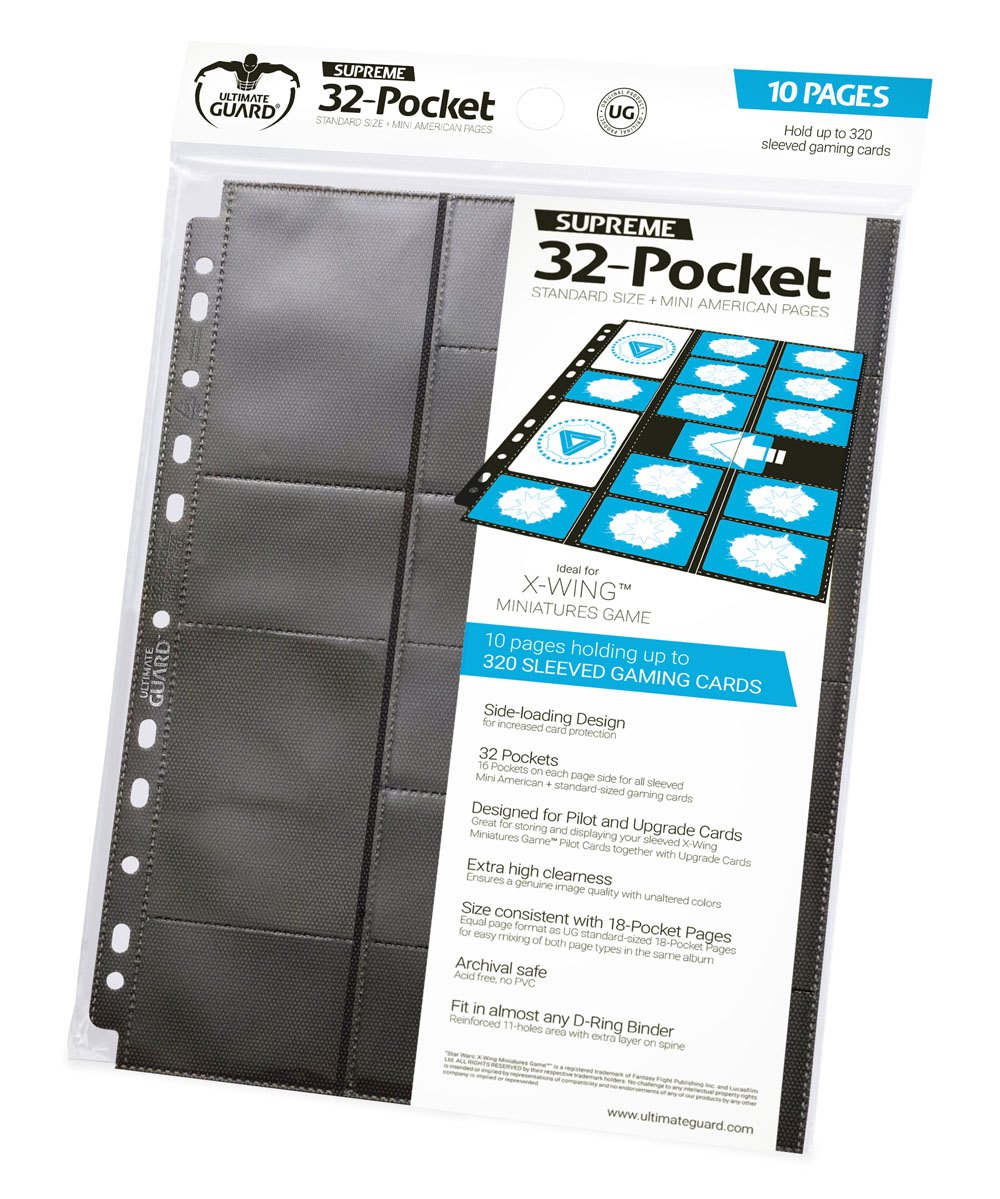 Ultimate Guard 32-Pocket Pages Standard Size a Mini American Bla