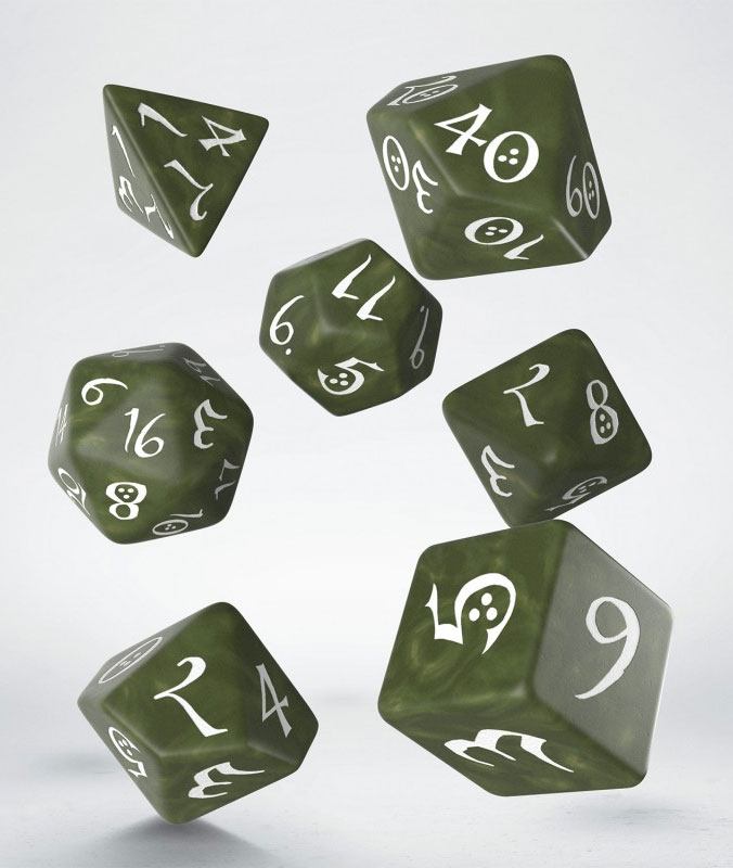 Classic RPG Dice Set olive a white (7)