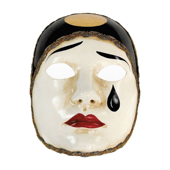 Volto benátská maska Pierrot normale bianco