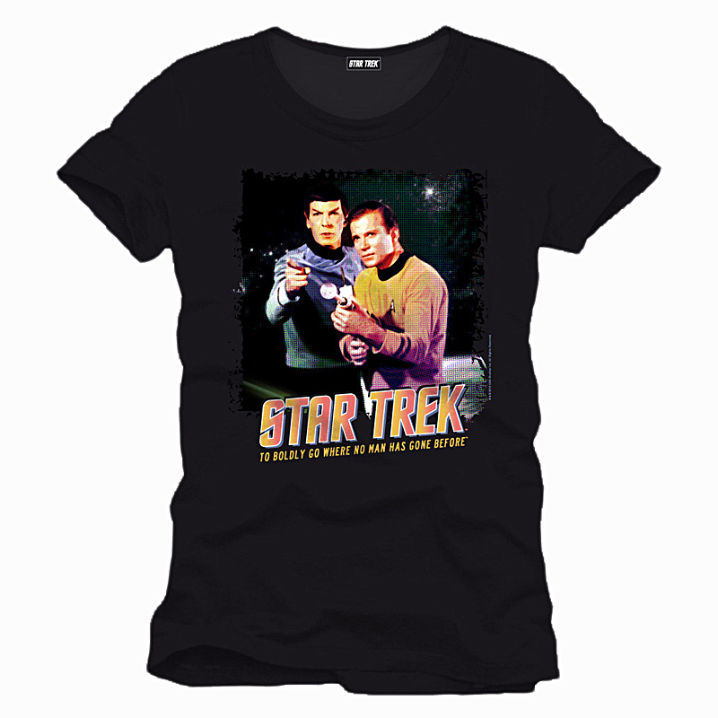 Star Trek pánské triko s potiskem Spock a Captain Kirk černé XL